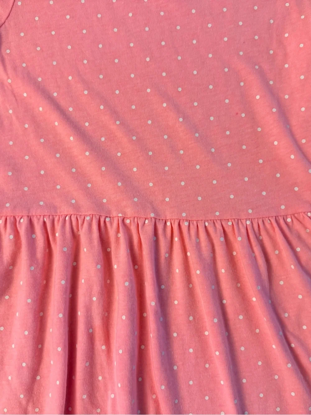 Carter's Girl's Size 7 Coral Pink & White Polka Dot Short Sleeve Casual Dress
